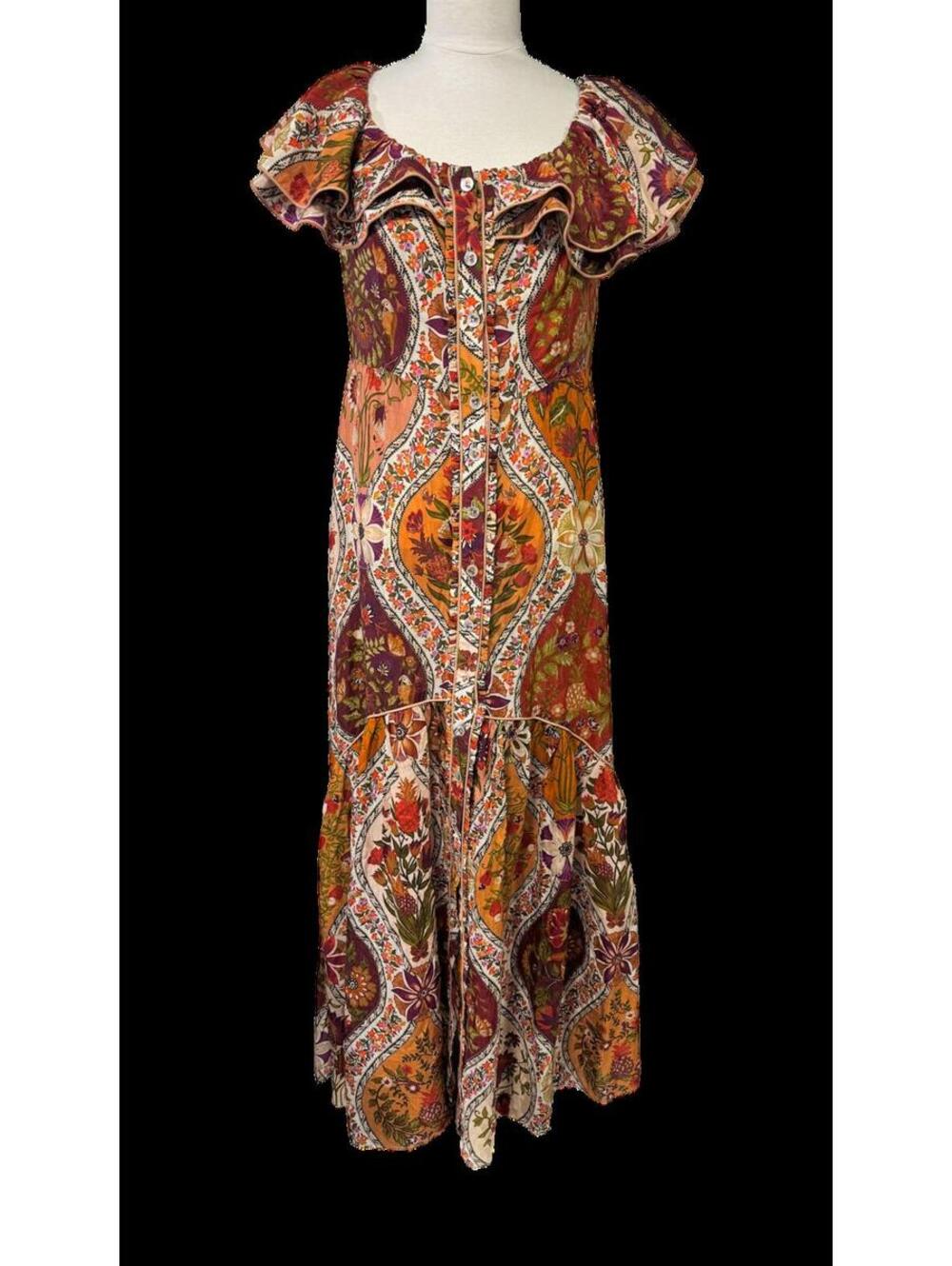 Farm Rio Women's Multicolor Paisley Floral Off-Shoulder Maxi Dress Size M dd1